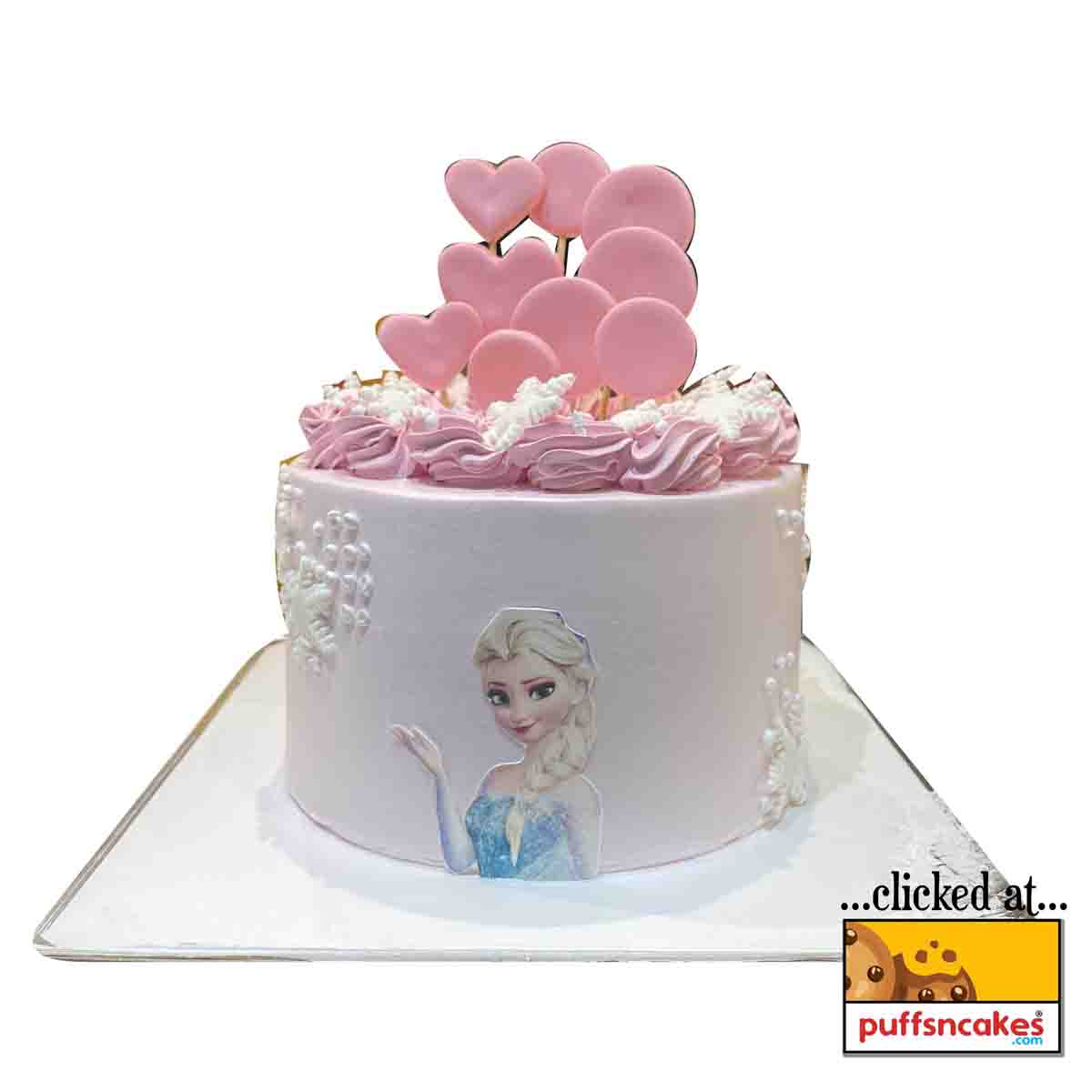 (1203) Pink Elsa Frozen Theme Cake